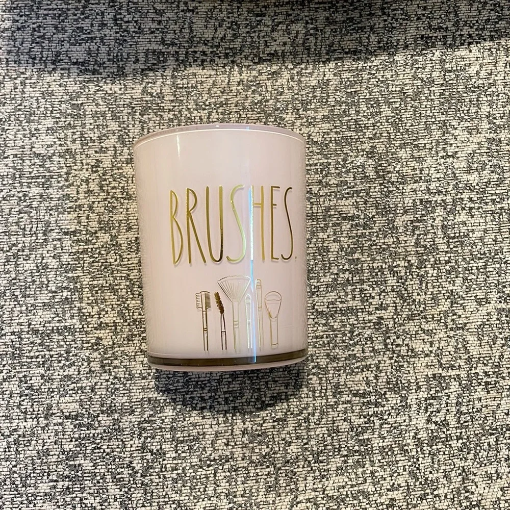 Rose pink brushes glass jar - RAE DUNN